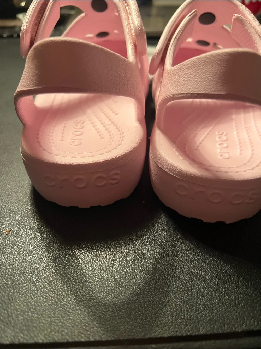 Kids Pink Crocs Sandals with Purple Gem Jibbitz